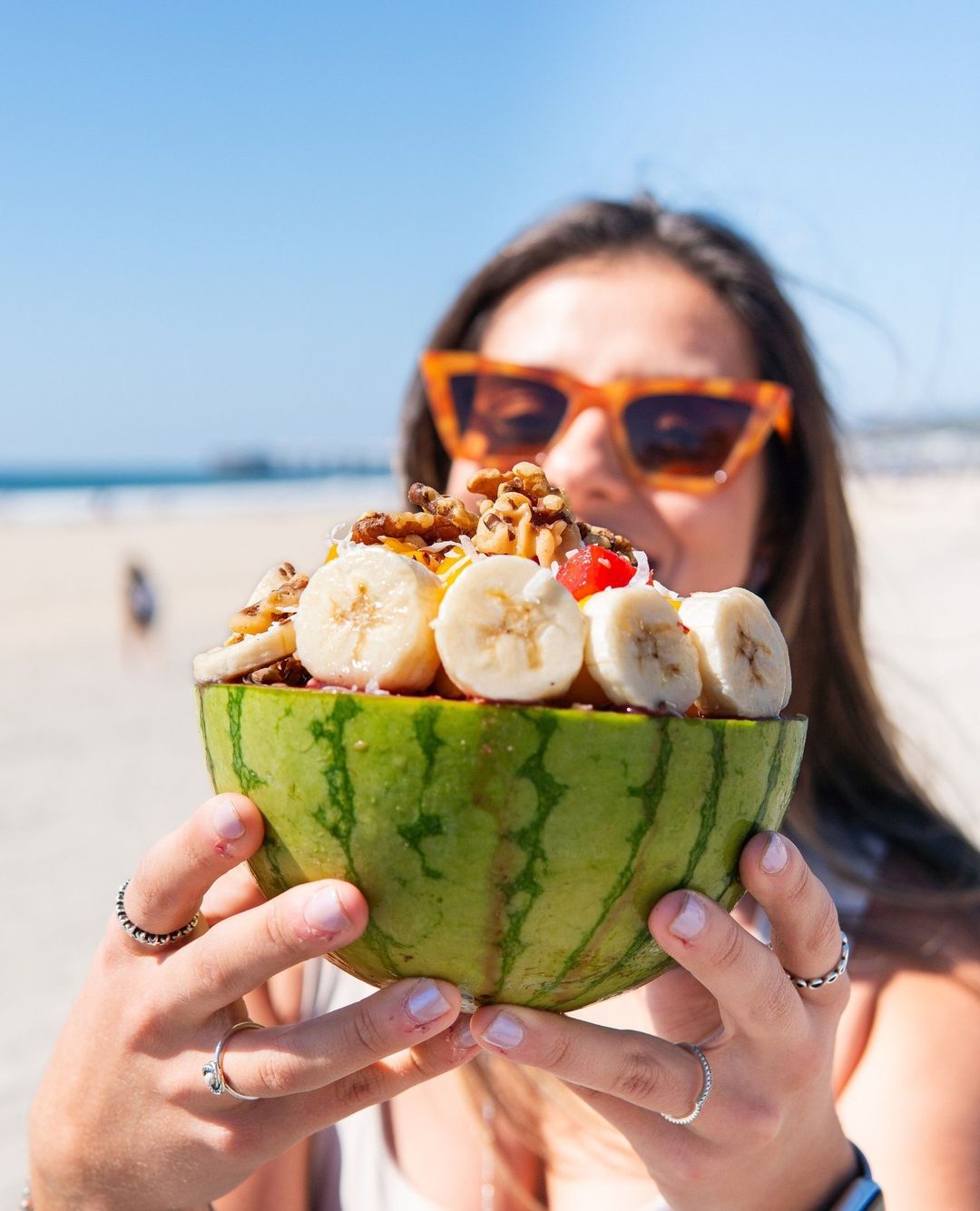 Best Acai smoothie bowls in San Diego featuring the Watermelon Bowl from Rum Jungle Cafe in Pacific Beach