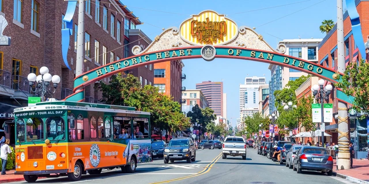 Gaslamp sign in San Diego on Fifth Avenue where new Japanese restaurant AKA will open