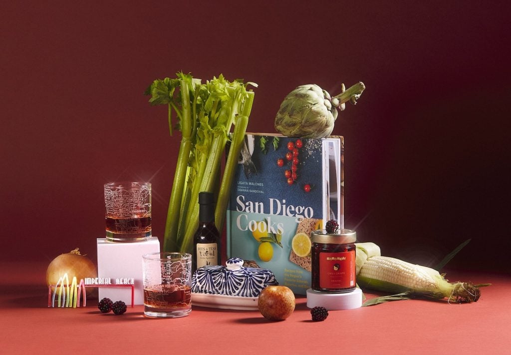 San Diego gifts to buy this holiday season featuring an arrangement of products for the chef in your life