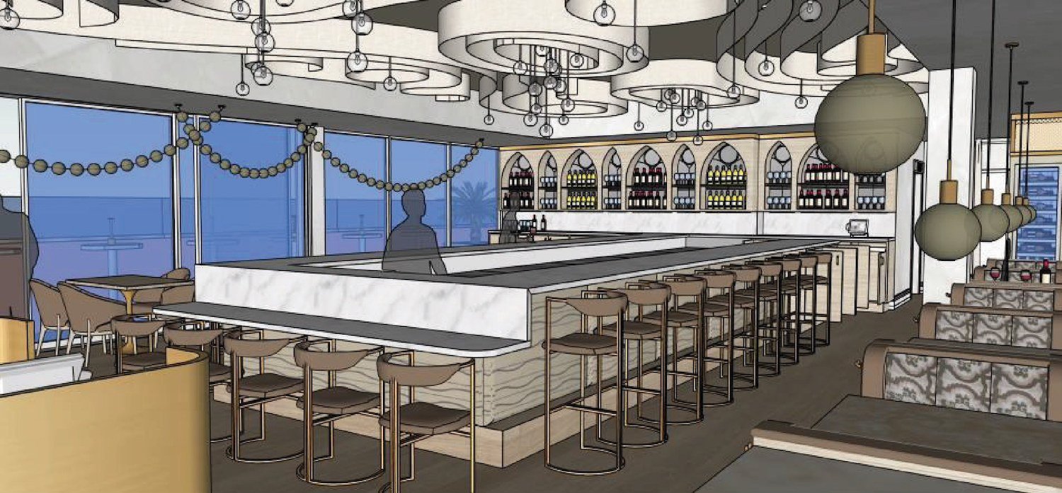 Interior rendering of new rooftop restaurant Communion opening at the new Sasan building in Mission Hills, San Diego