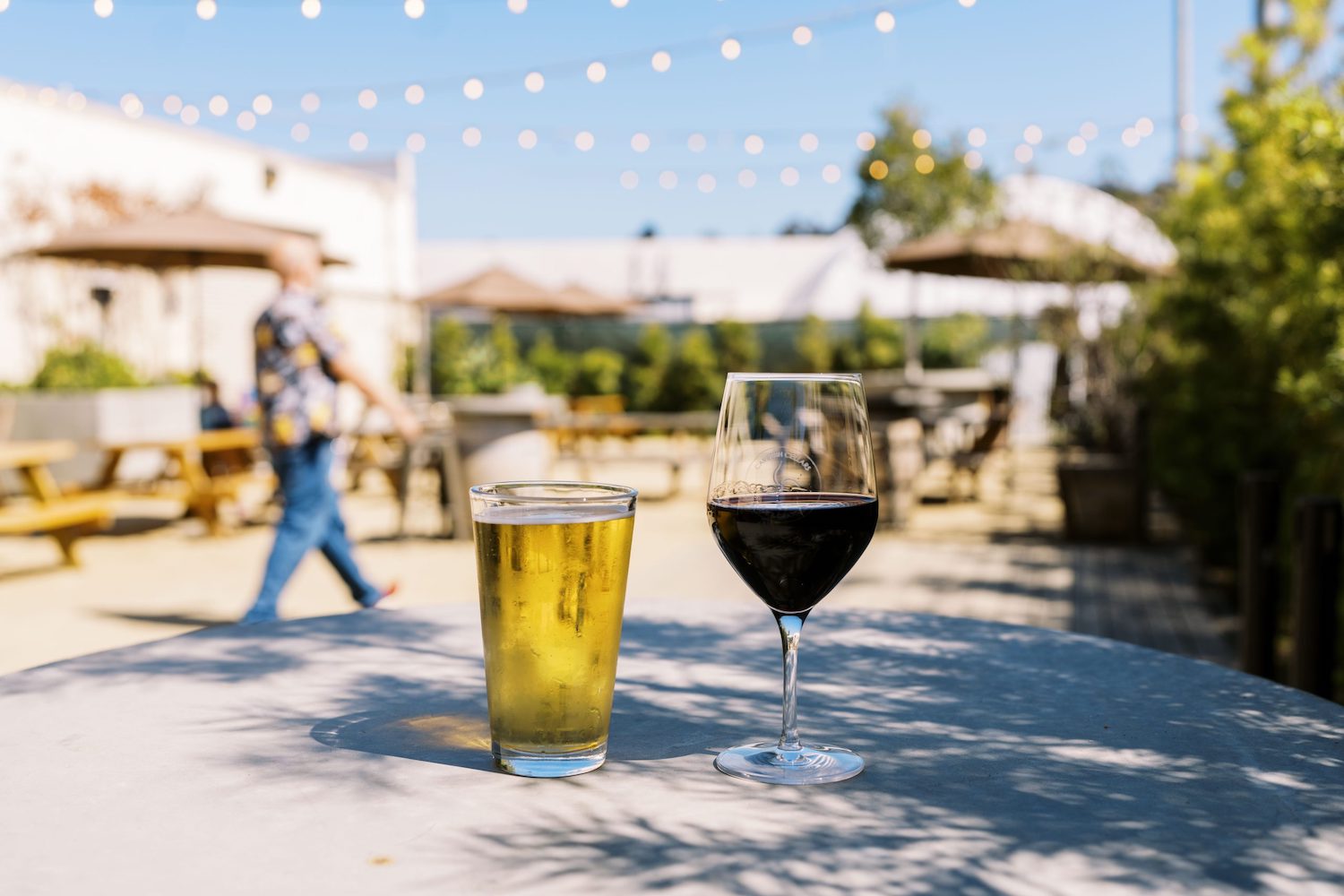 A beer and wine glass from San Diego bar and restaurant The Hangar 76 in Oceanside hosting a halloween event this week