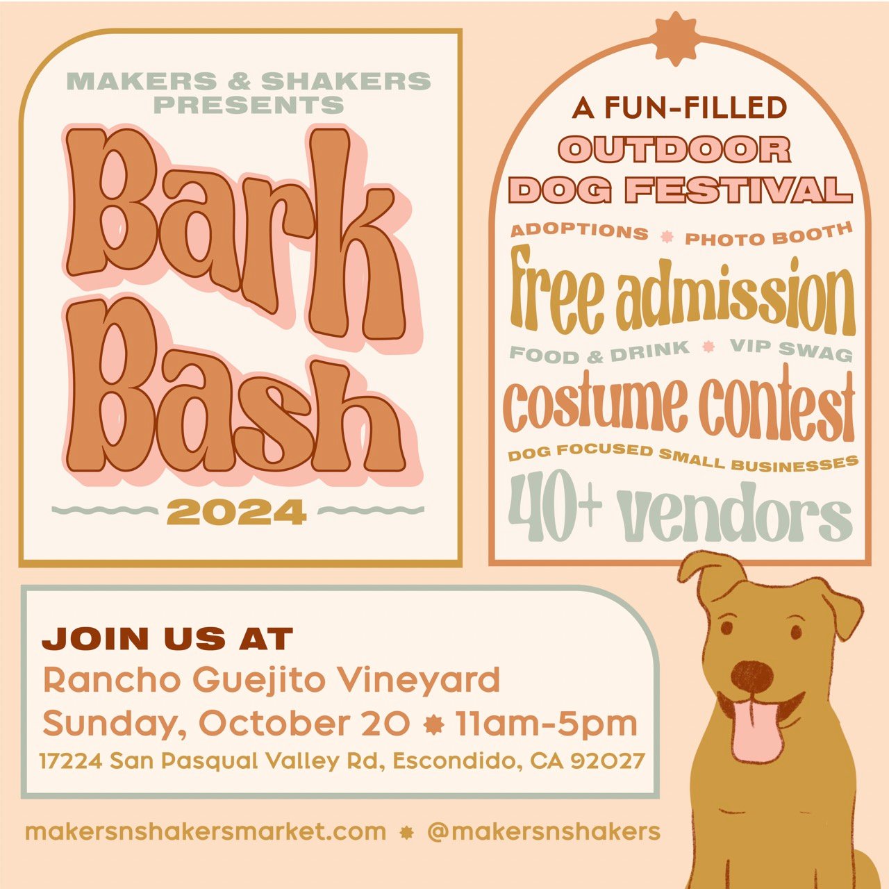 Halloween events in San Diego 2024 featuring Escondido Bark Bash at Rancho Guejito Vineyard