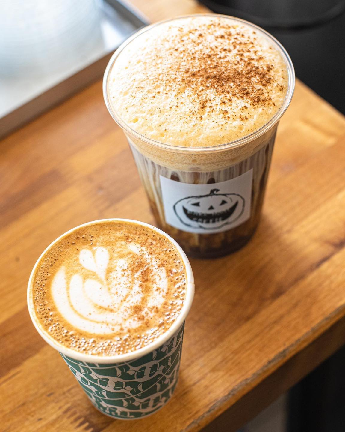 Best fall coffee drinks in San Diego featuring the Dirty Pumpkin with Salted Maple Cold Foam at Dark Horse Coffee Roasters