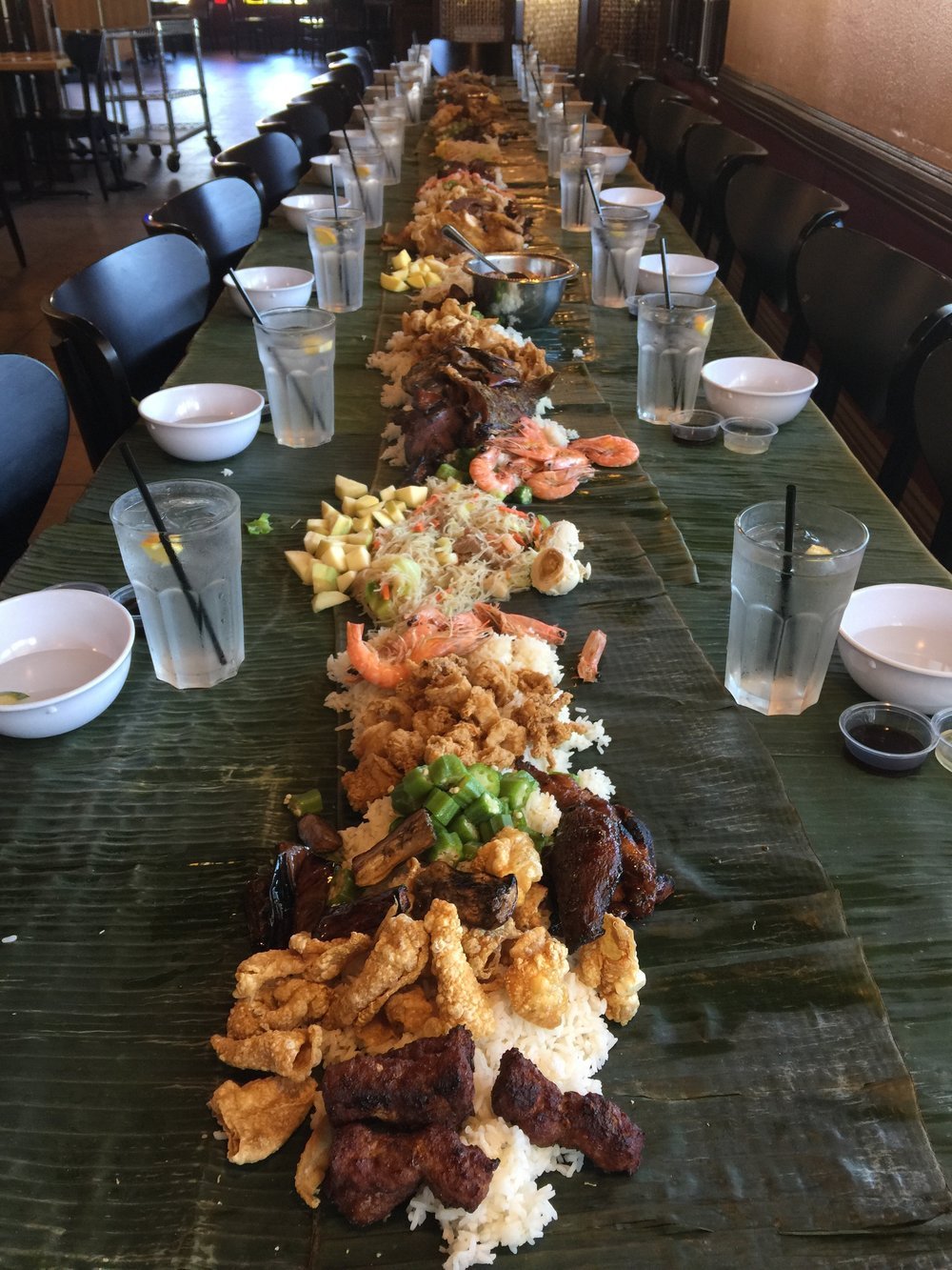 Best Filipino food dishes in San Diego featuring Kamayan from Villa manila in National City