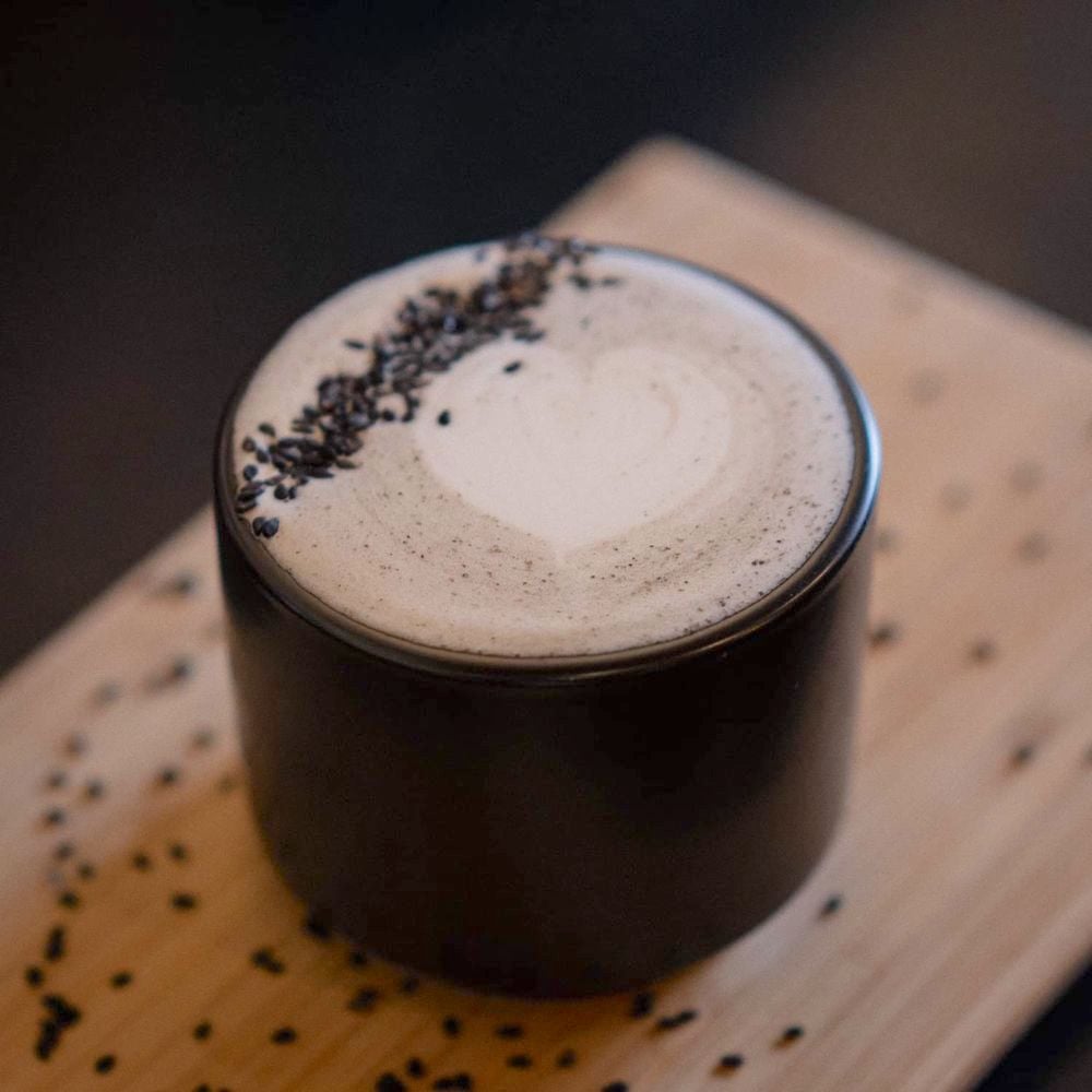 Best fall coffee drinks in San Diego featuring the Black Sesame Chai Cold Foam Cold Brew from Jaunt Coffee Roasters in Mira Mesa