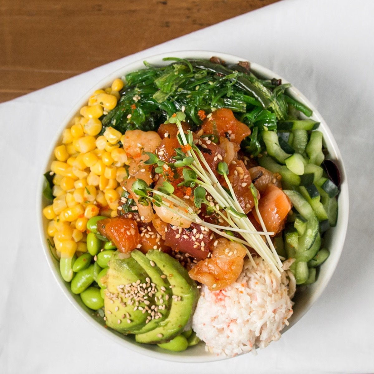 Tuna poke bowl from San Diego restaurant Pokê Chop in Hillcrest, Pacific Beach, and Encinitas