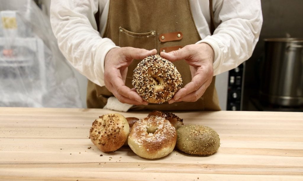 San Diego bagel shop Marigold Bagels in Mission Valley featuring a baker