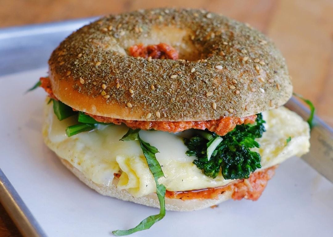 A bagel sandwich from Nomad Donuts in North Park