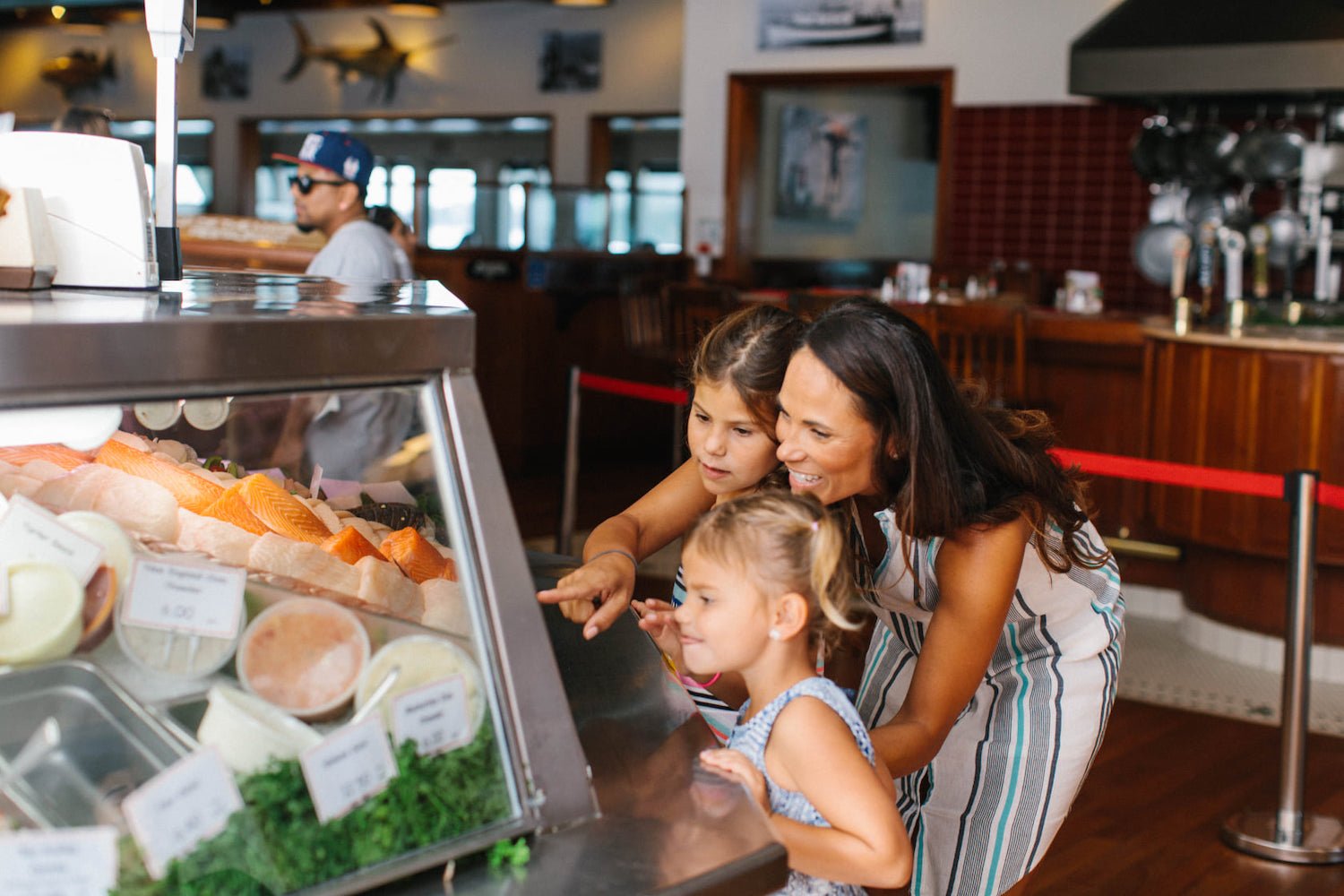 Interior of San Diego seafood restaurant The Fish Market food in Seaport Village