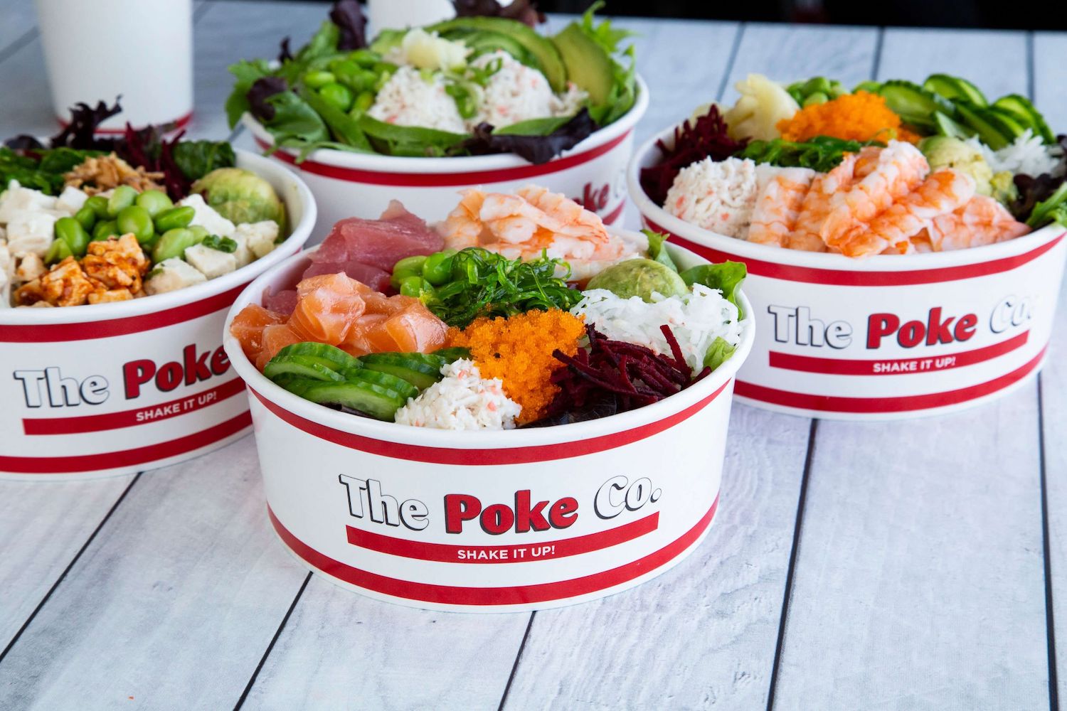 Poke bowls from The Poke Co. located in Mira Mesa and Mission Valley, San Diego