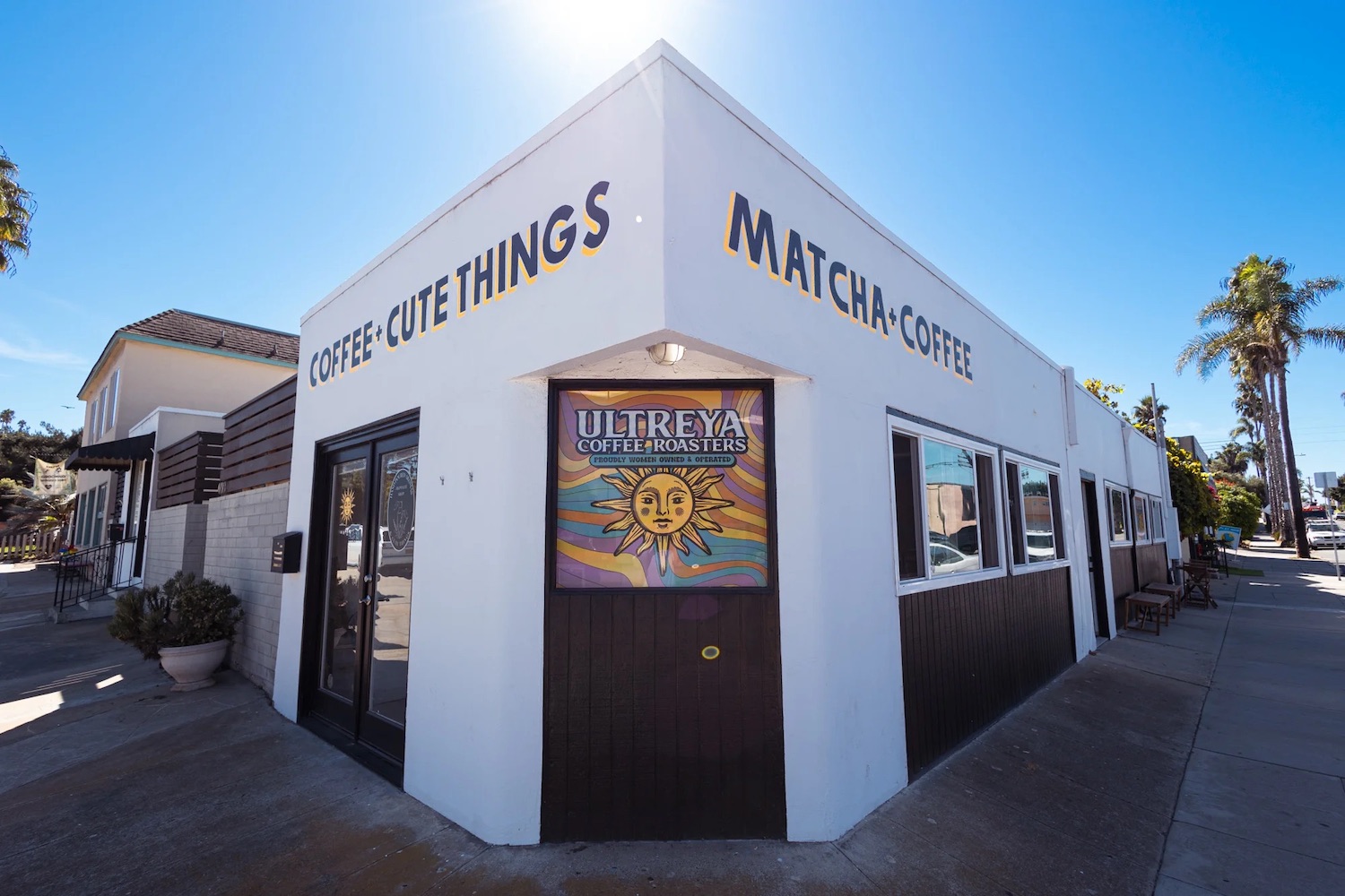 Exterior of coffee shop Ultreya Coffee Roasters in Ocean Beach