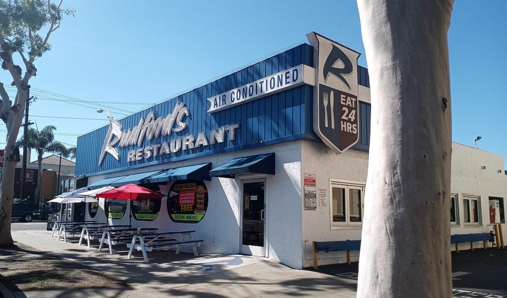 Exterior of late night food spot Rudford's restaurant in North Park, San Diego