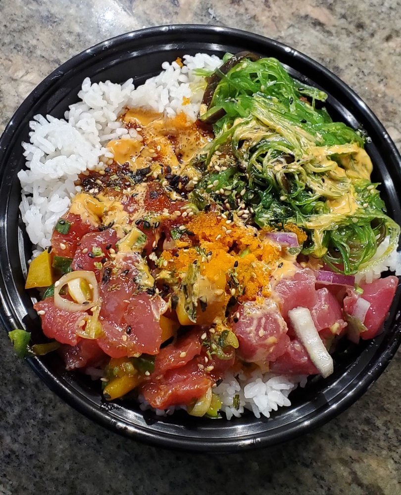 Poke tuna bowl from San Diego restaurant Ahii Poke in Escondido and 