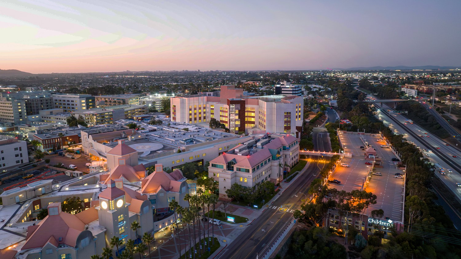 Aerial view of Rady Children's Hospital in Kearny Mesa