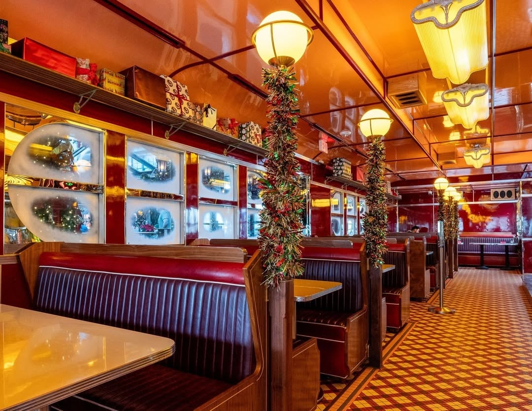 Interior of San Diego restaurant Beginners Diner located in the LaFayette Hotel in North Park and open on Christmas Day