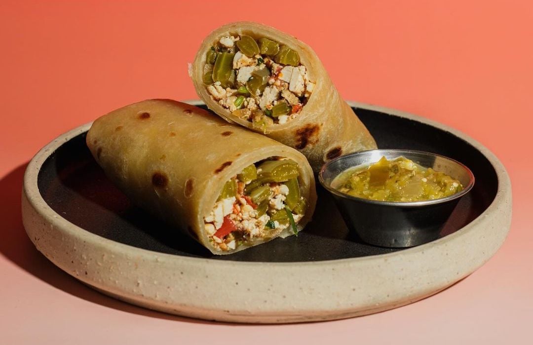 San Diego vegetarian and vegan food pop-up Pixan featuring a burrito