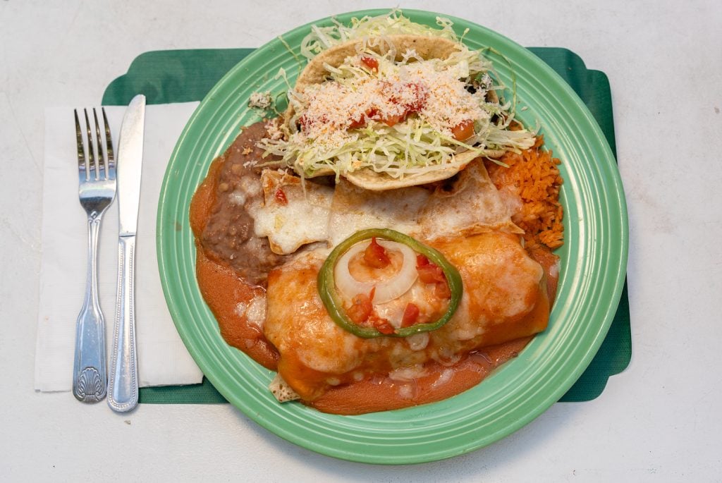 Tacos and burrito dish from Fidel's Little Mexico in Solan Beach, San Diego