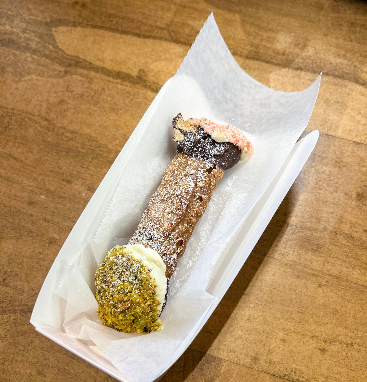 Chocolate-Dipped Cannoli from Il Cannoli Bar in the Little Italy Food Hall