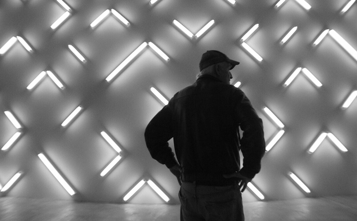 Museum of Contemporary Arts San Diego featuring Robert Irwin in front of his Light & Space exhibit