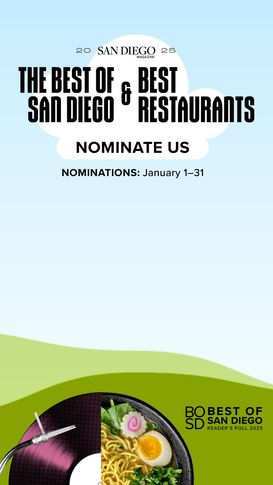 San Diego Magazine Best Restaurants & Best of San Diego Marketing toolkit Instagram story custom