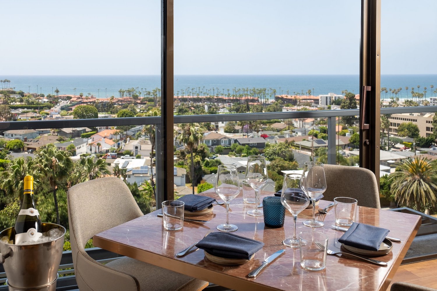 Interior of San Diego restaurant Sea & Sky located in La Jolla and open on Christmas Day 2024