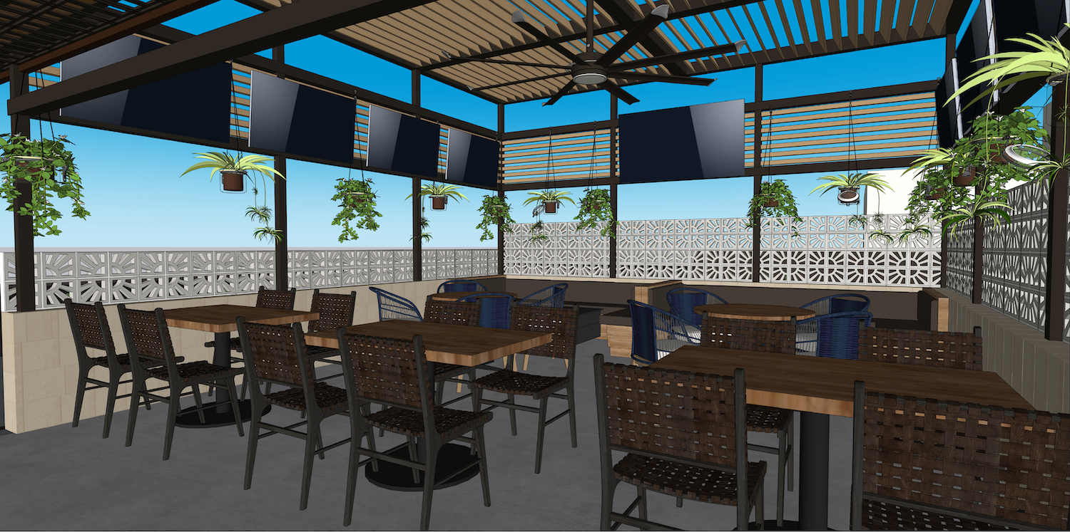 Interior rendering of new San Diego restaurant The Jetty opening in Ocean Beach in the former Voltaire Beach House