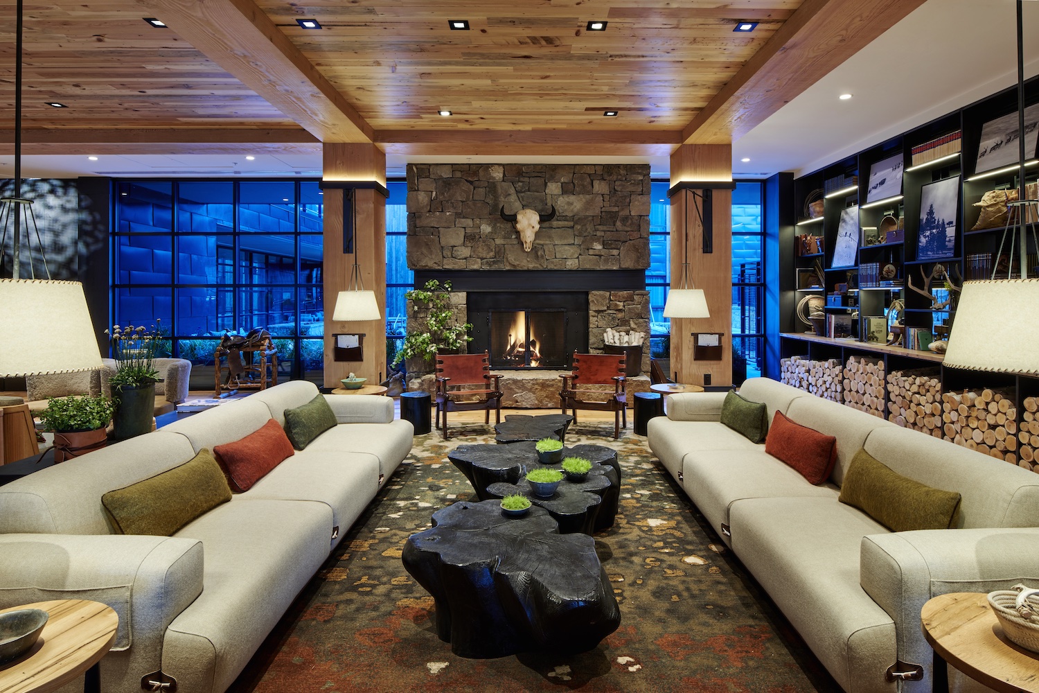 Lobby interior of Jackson Hole, Wyoming hotel The Cloudview