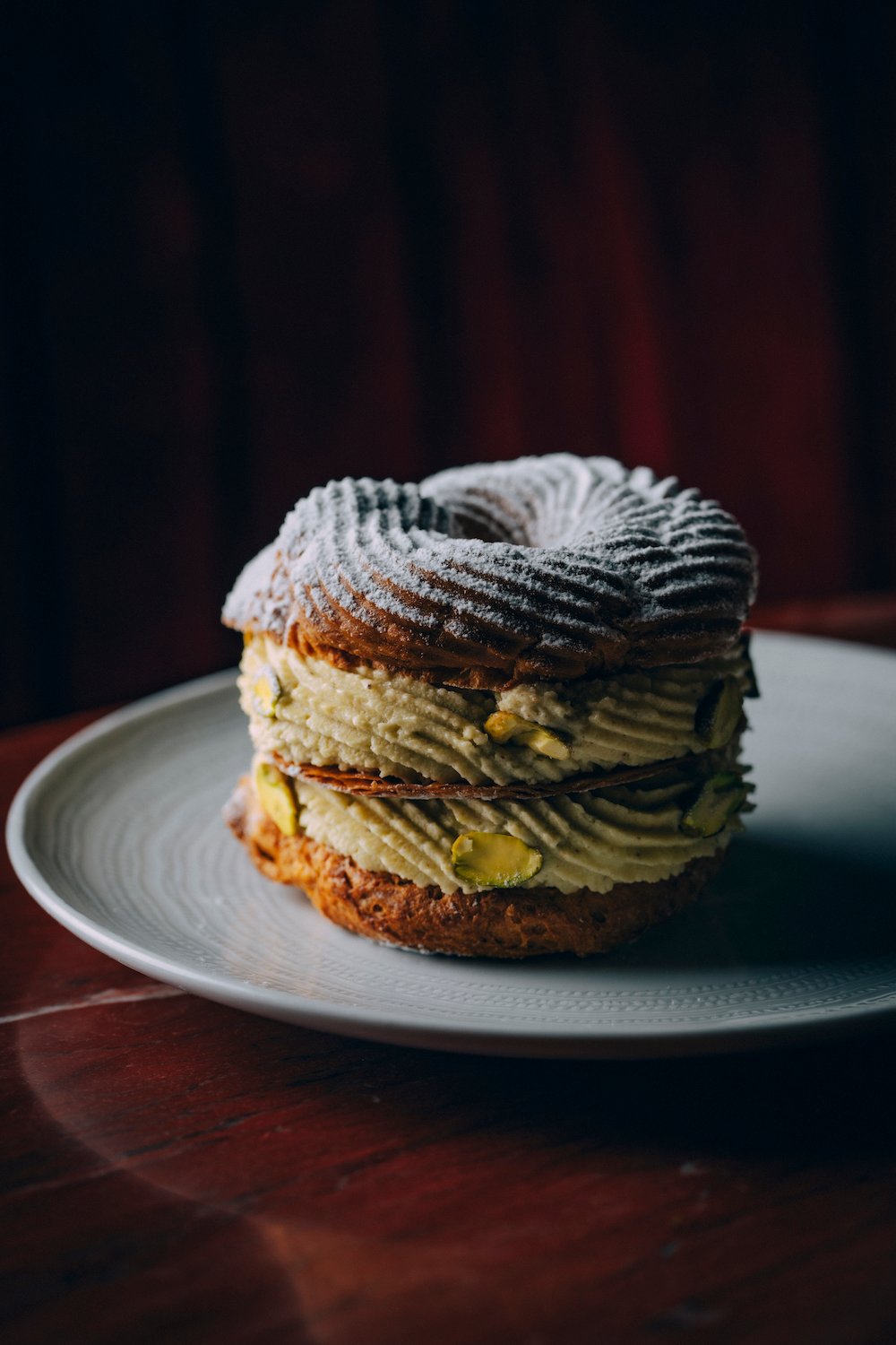 Pistachio Paris–Brest from San Diego French restaurant Le Coq in La Jolla