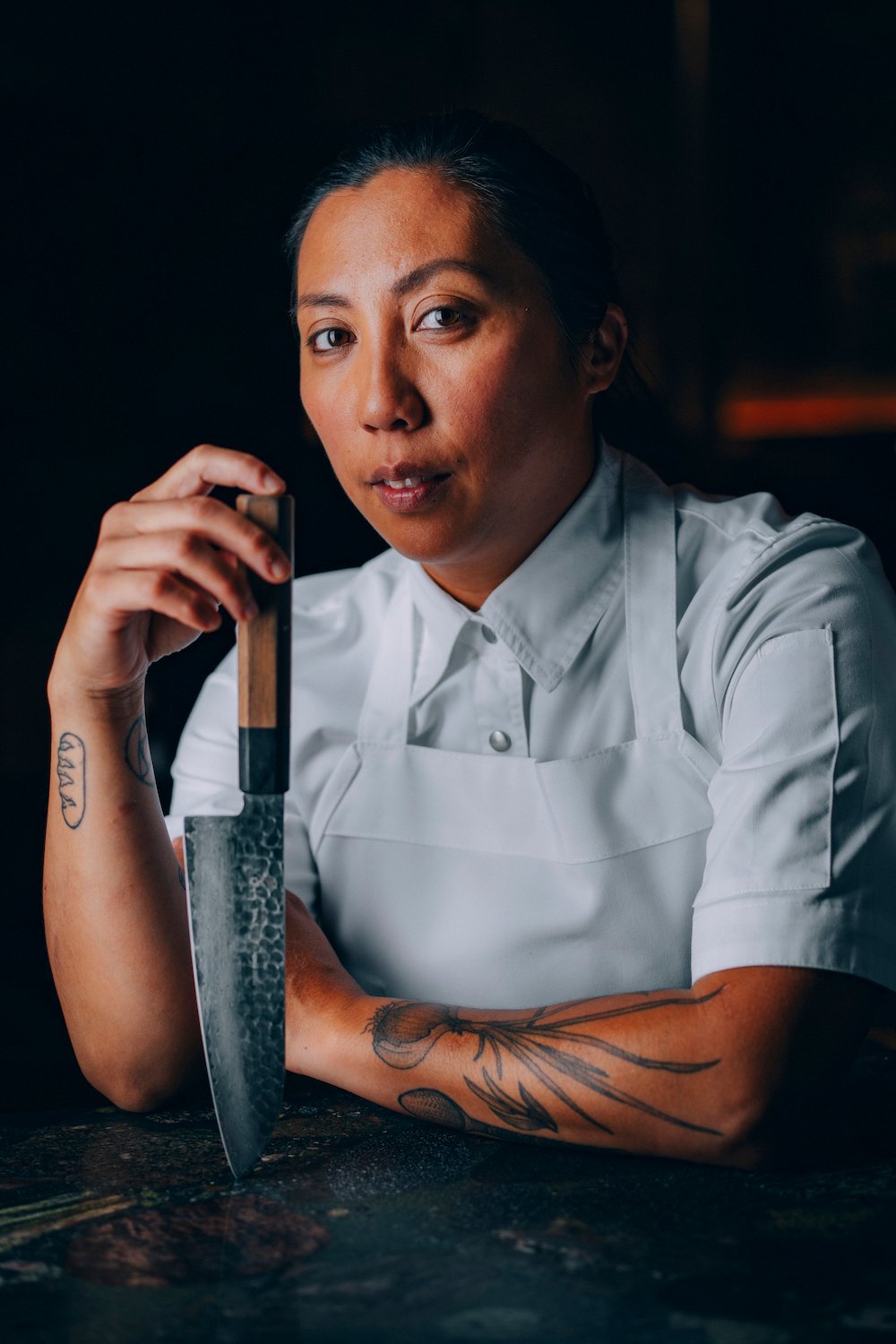 Portrait of James Beard nominee and executive chef of Le Coq restaurant in La Jolla Tara Monsod