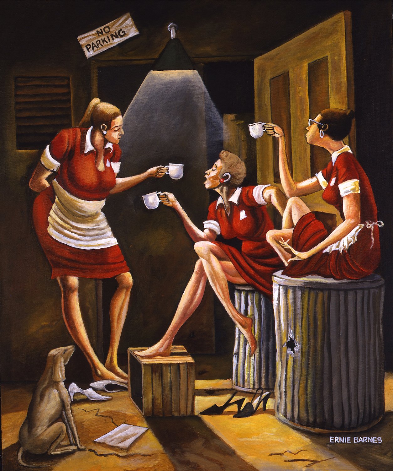 Pause Cafe-Coffee Break, 1985 painting from NFL player and painter Ernie Barnes 