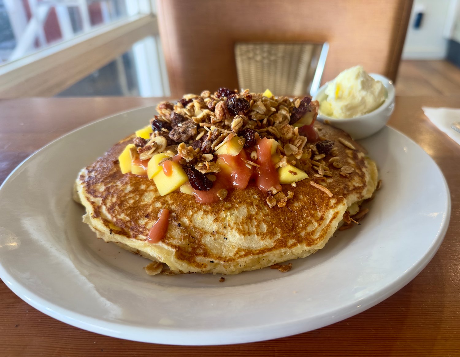 Mango pancakes from San Diego restaurant Shorehouse Kitchen