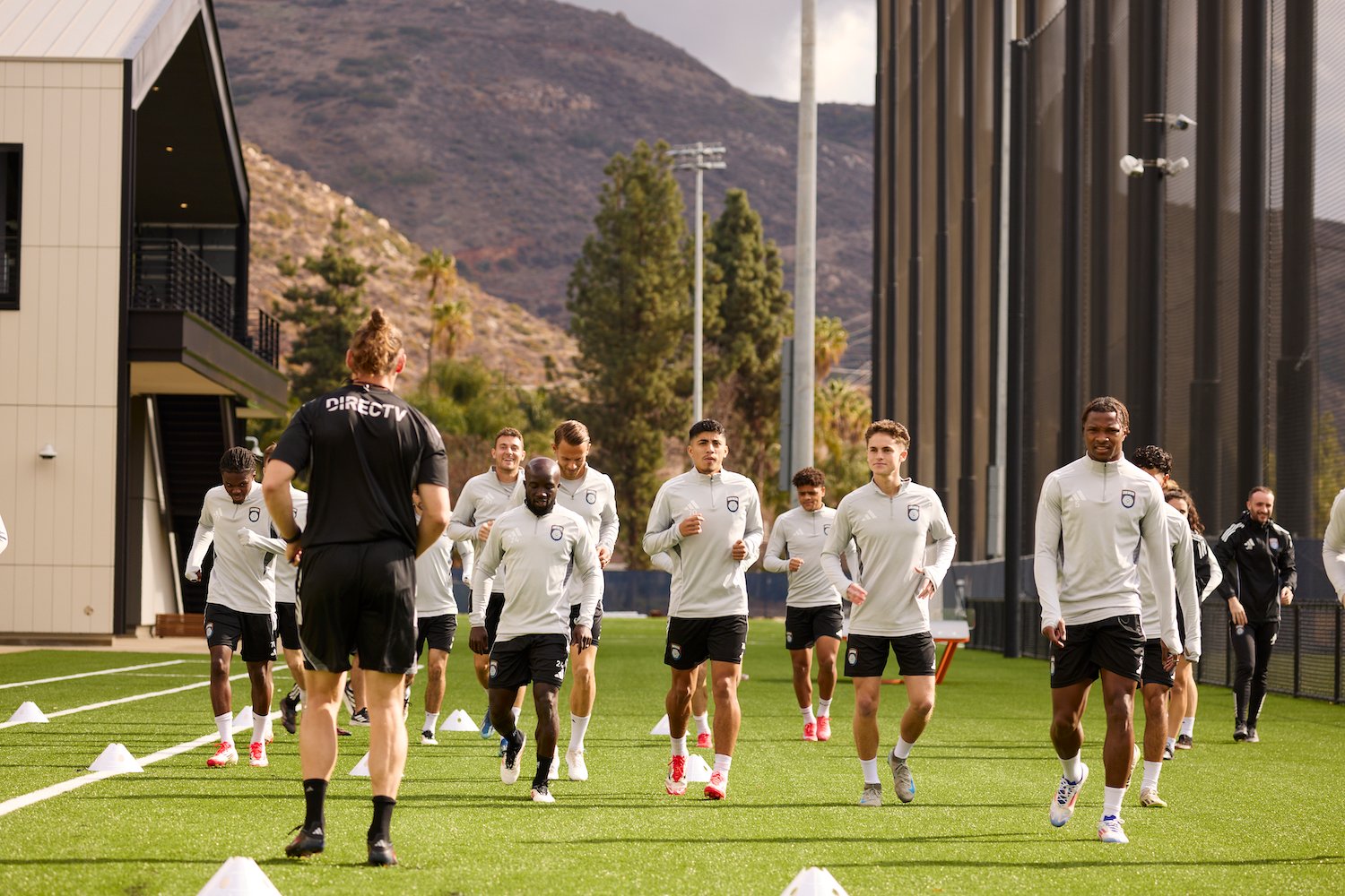 San Diego FC players practicing at the SDFC Performance Center and Right to Dream Academy in El Cajon, California