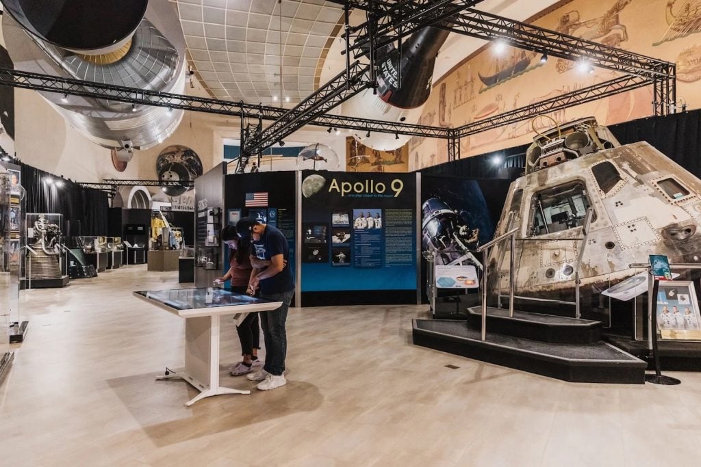 Interior of the San Diego Air & Space Museum featuring the Apollo 9 