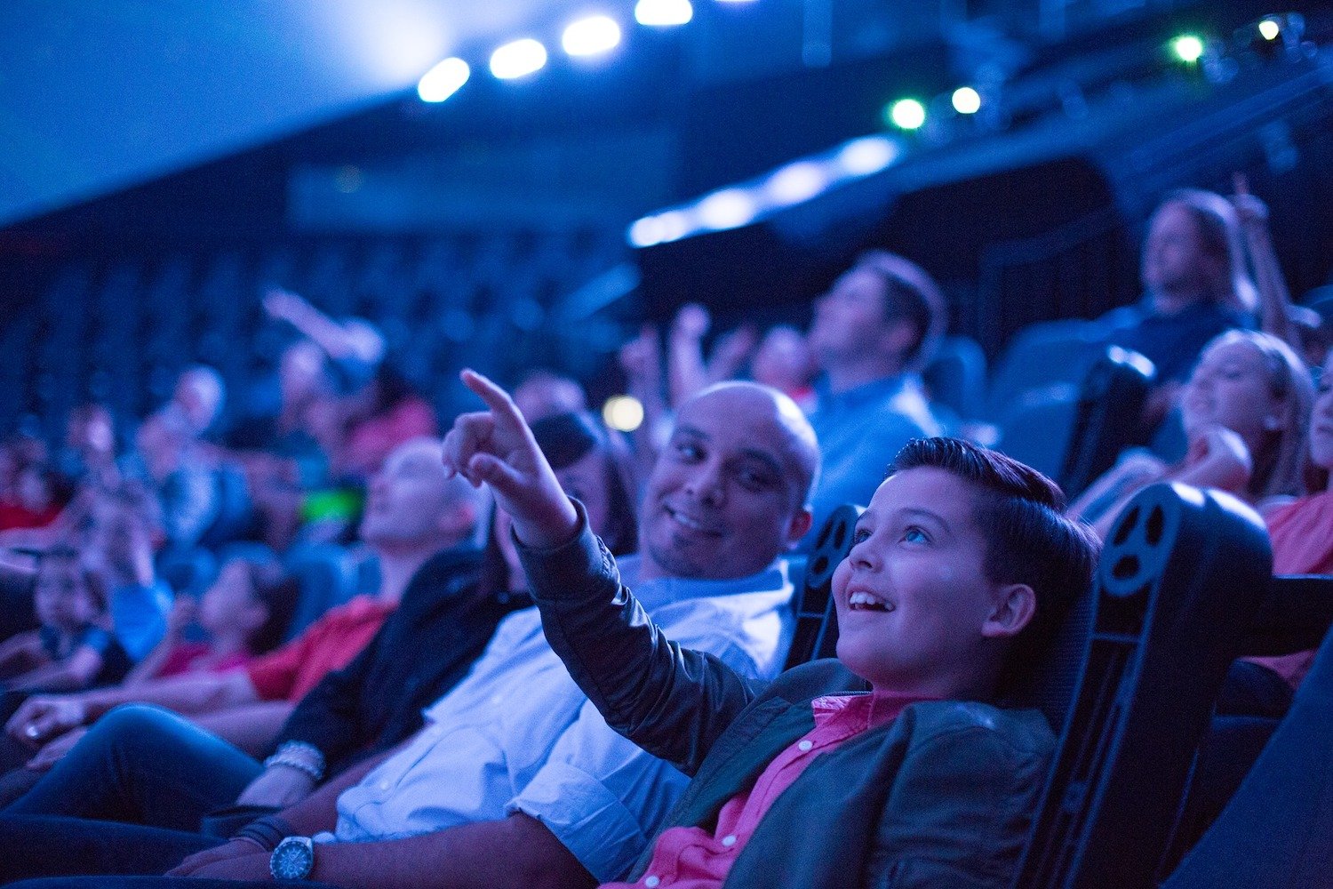 Interior of San Diego museum Fleet Science Center featuring the IMAX theater