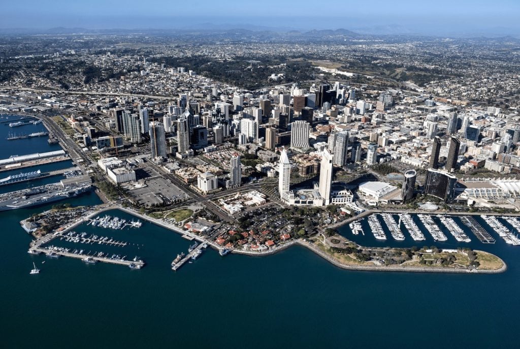 Aerial view of San Diego's skyline 