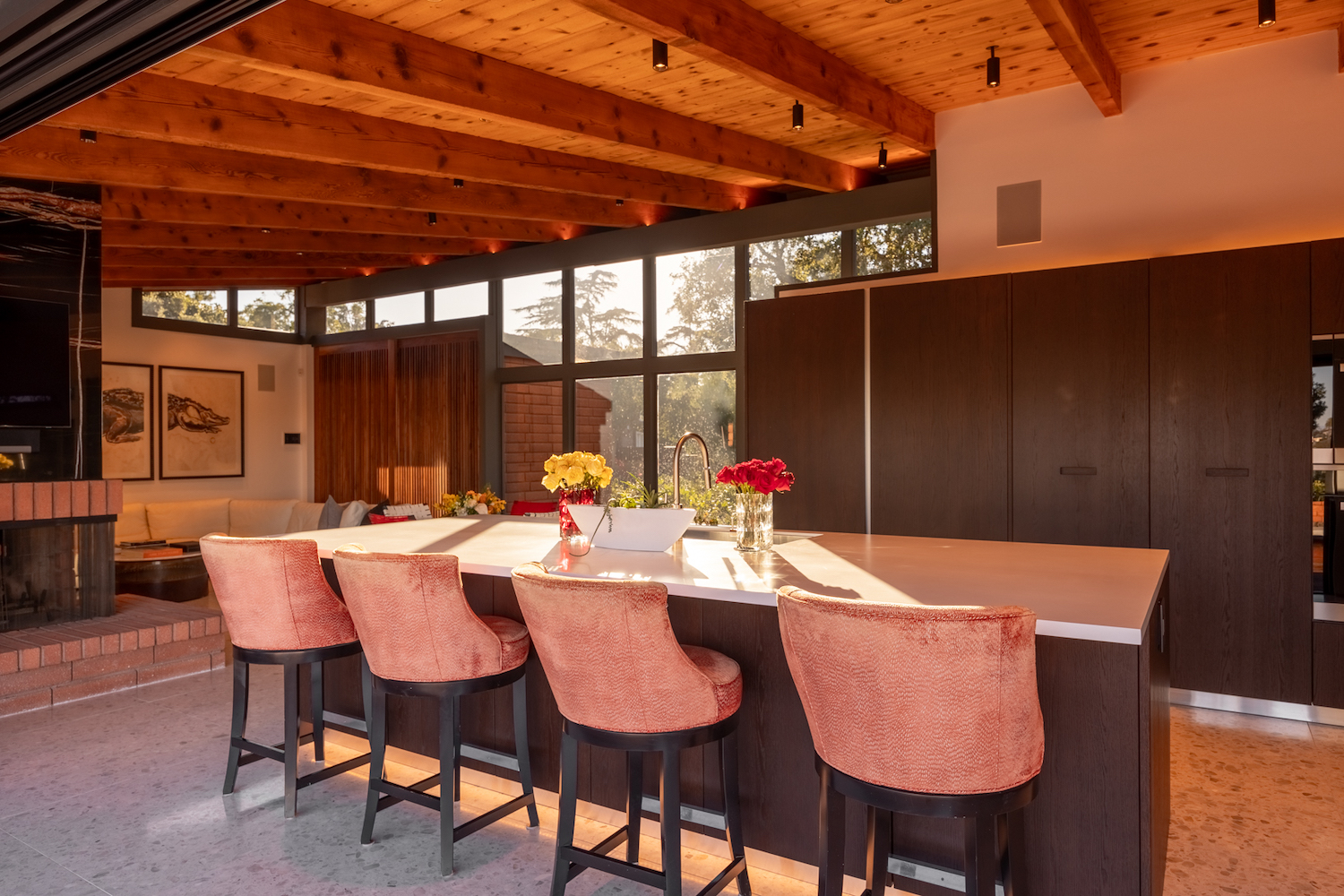 Exterior of midcentury craftsman home in Mission Hills, San Diego renovated by architects Taal Safdie and Ricardo Rabines featuring the kitchen