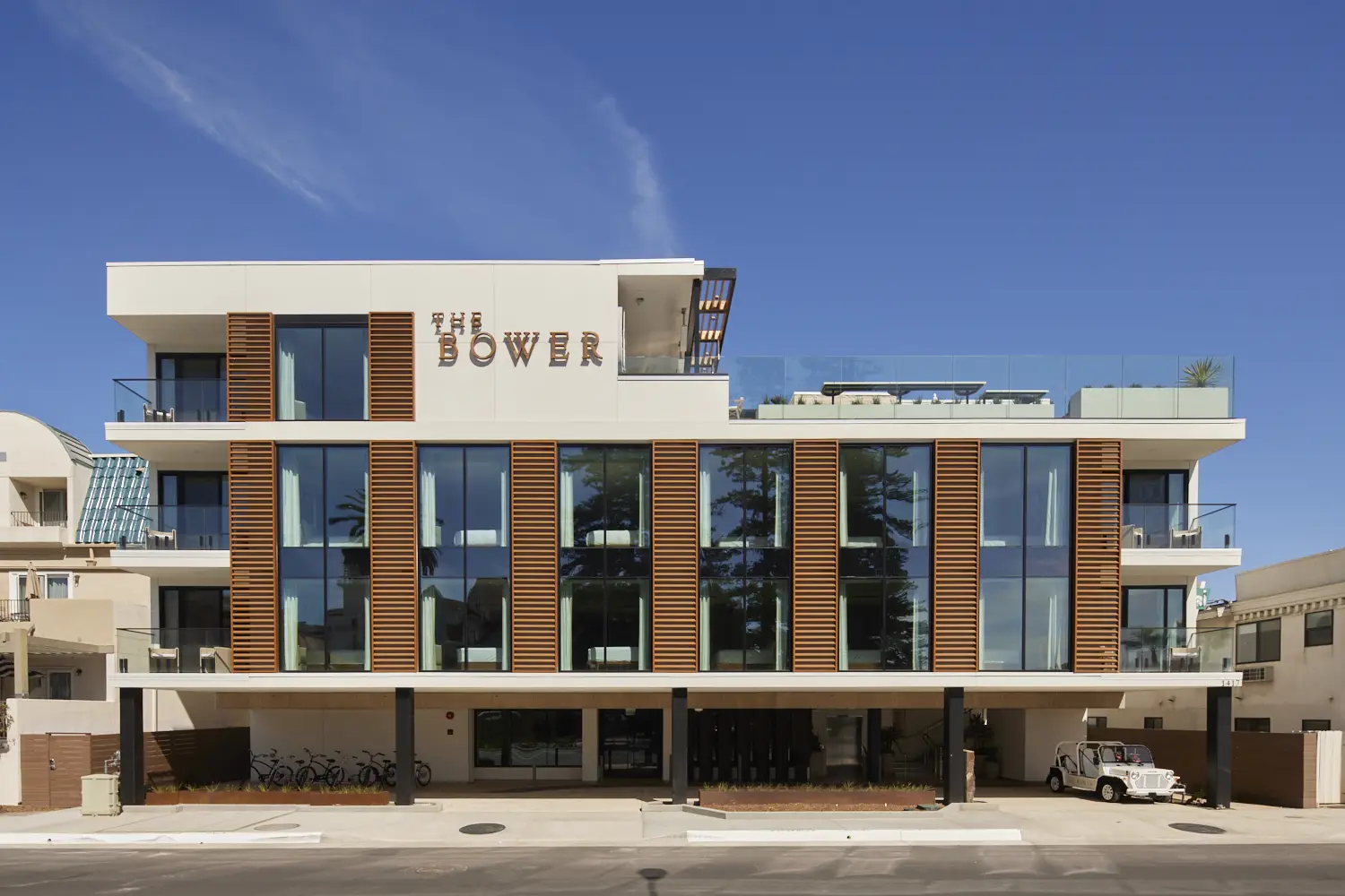 Exterior of Coronado's new rooftop bar and restaurant Dive at The Bower 