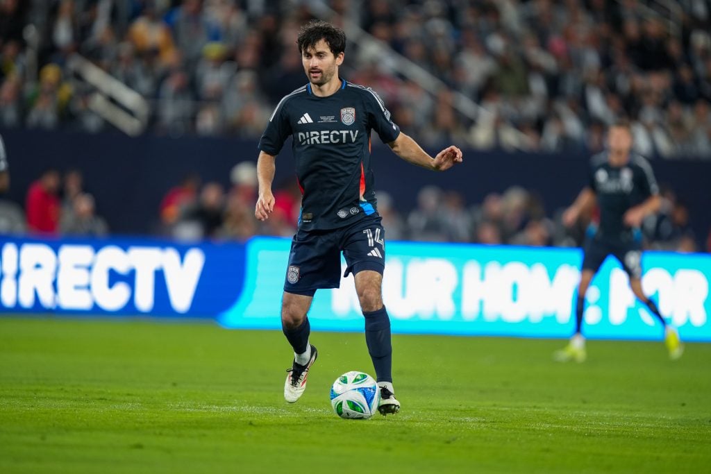 Luca de la Torre of San Diego FC plays during the team's first-ever home game.