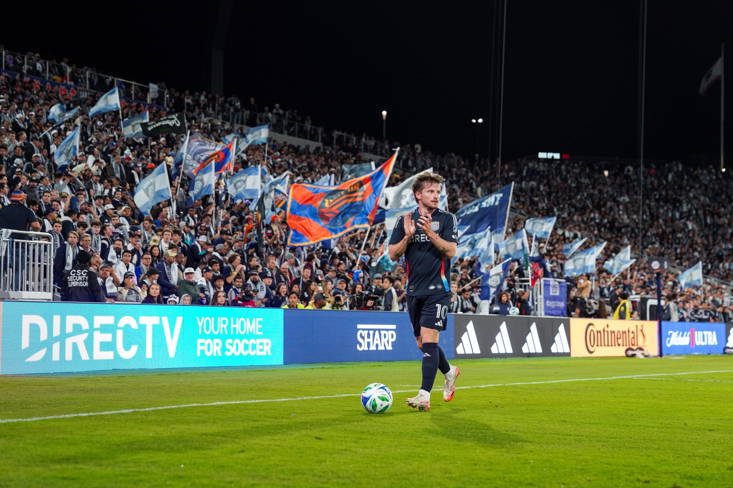 Anders Dryer of San Diego FC on the field during the team's first-ever home game