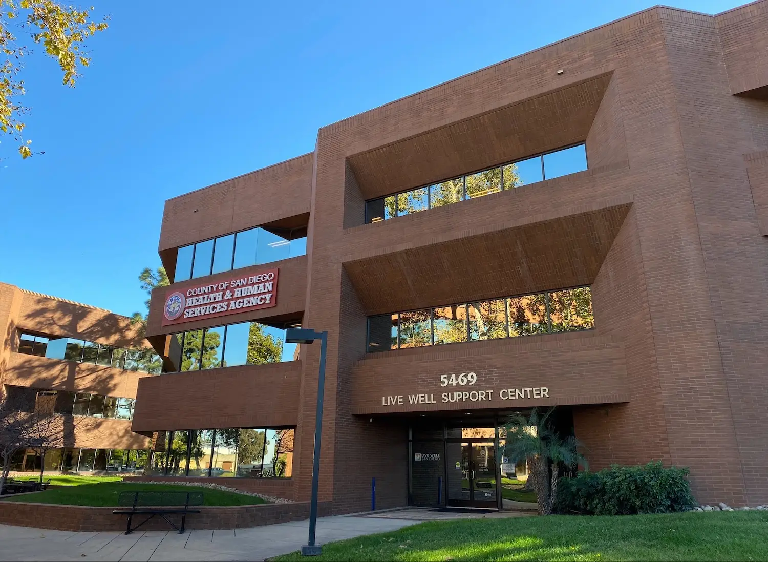 Exterior of San Diego county's Health & Human Services Agency building responsible for public health research projects currently being cut by president Trump's administration