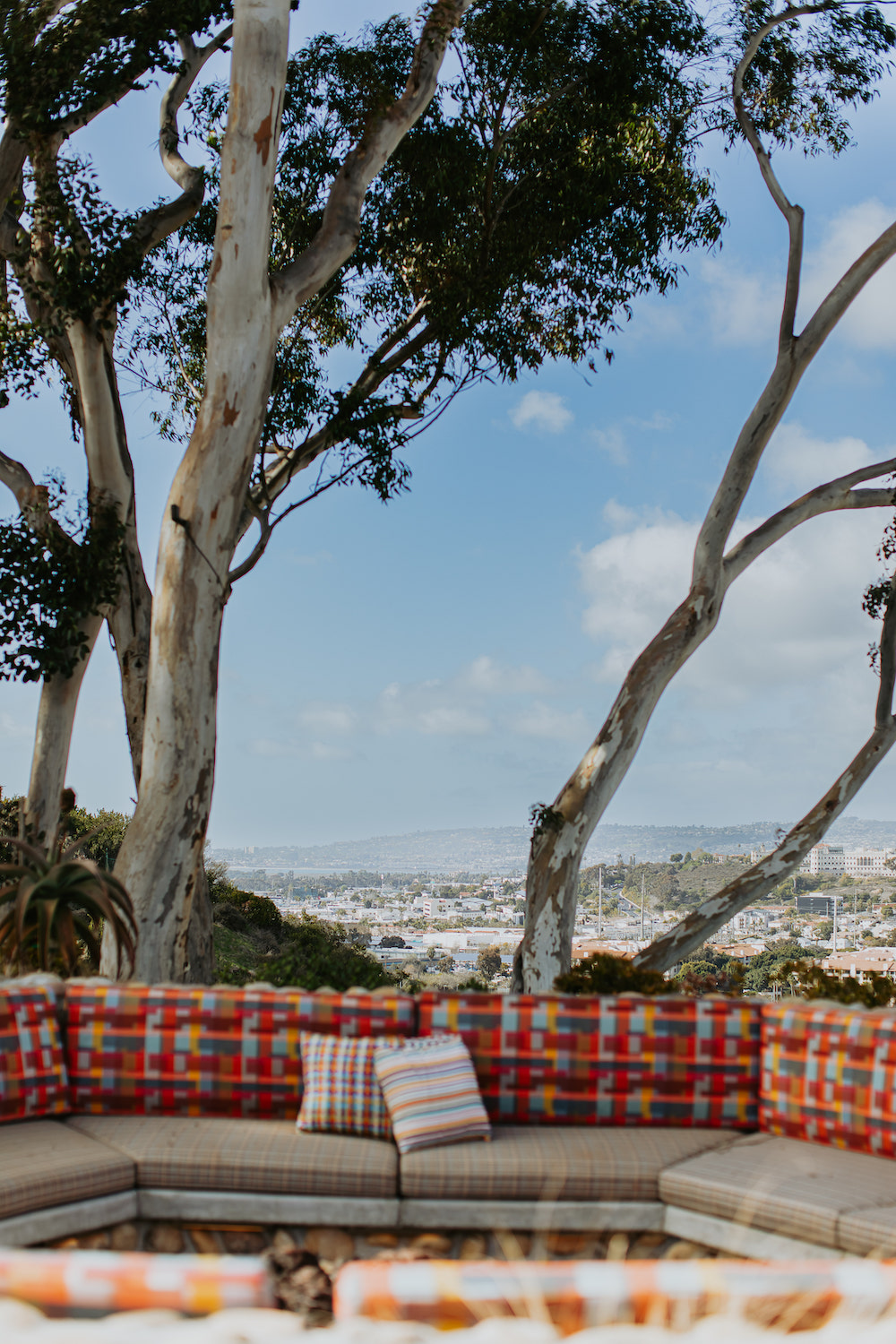 Exterior of a home in San Diego renovated by architects Taal Safdie and Ricardo Rabines featuring their back yard lounge