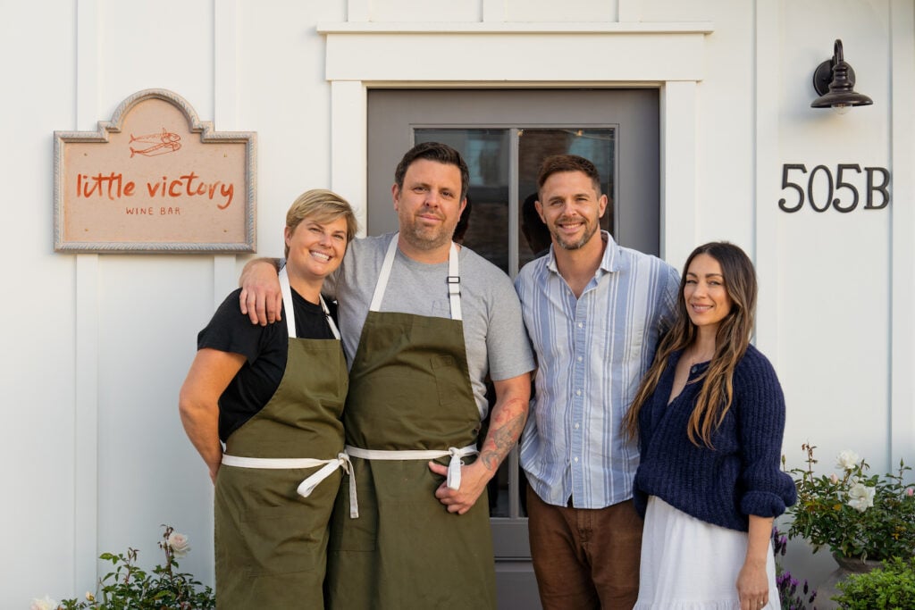 Chefs Elliot and Kelly Townsend with owners Jeremy Simpson and Kirsten Potenza of new San Diego wine bar Little Victor Wine Bar located in Carlsbad