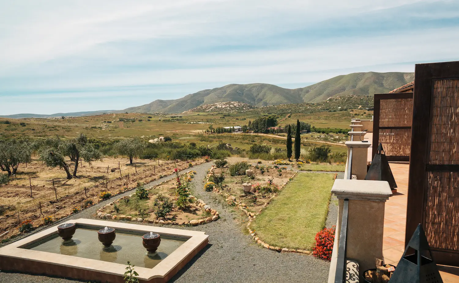 View of the La Villa De Valle hotel in Valle de Guadalupe Baja California, Mexico