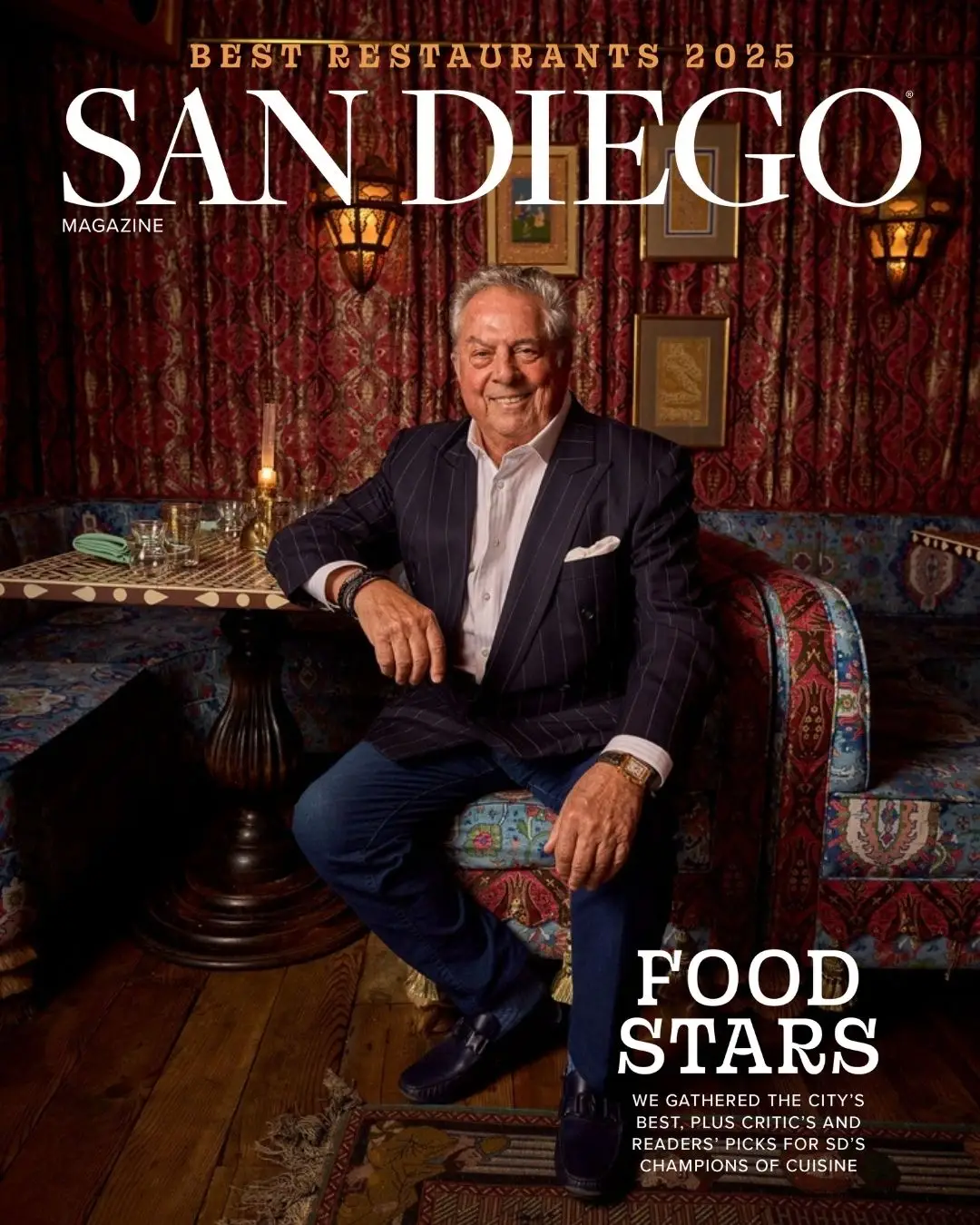 San Diego Magazine's 2025 Best Restaurants Edition cover shoot featuring Bertrand Hug of Mille Fleurs