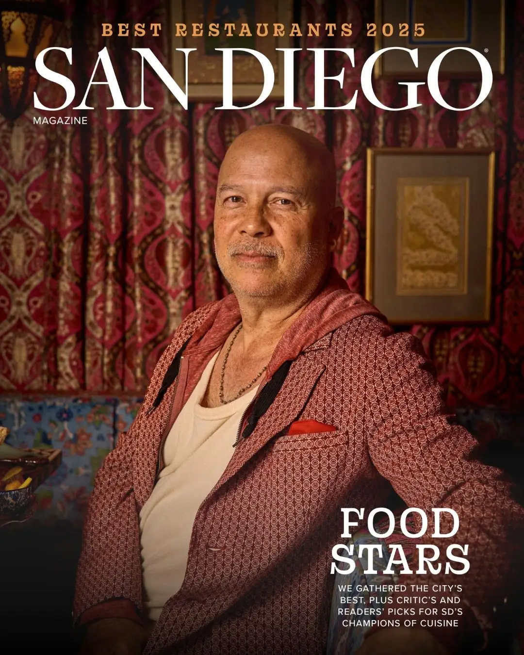 San Diego Magazine's 2025 Best Restaurants Edition cover shoot featuring Michael Soriano of Onairos Design 