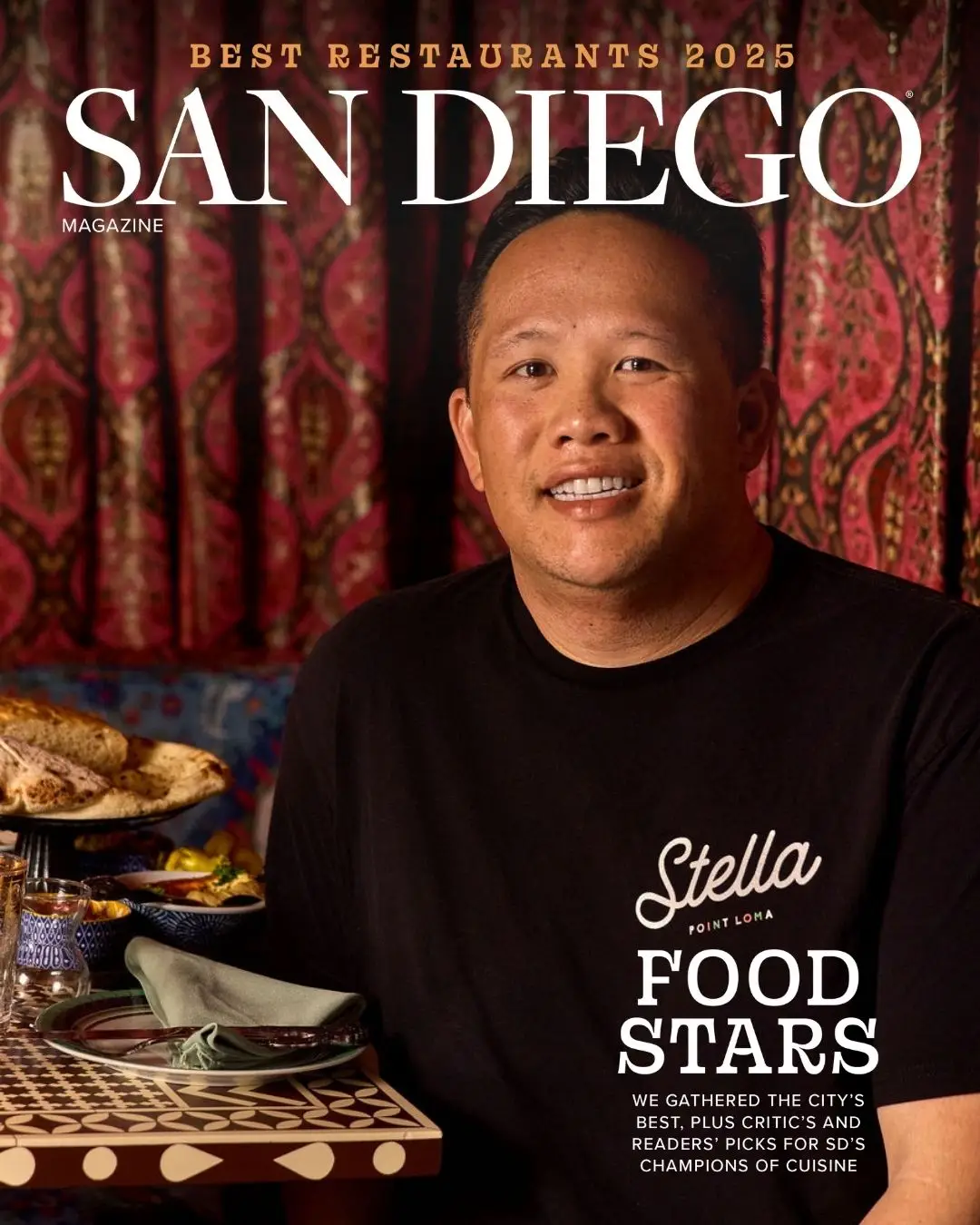 San Diego Magazine's 2025 Best Restaurants Edition cover shoot featuring Gan Suebsarakham of Stella Jean’s/Pop Pie Co