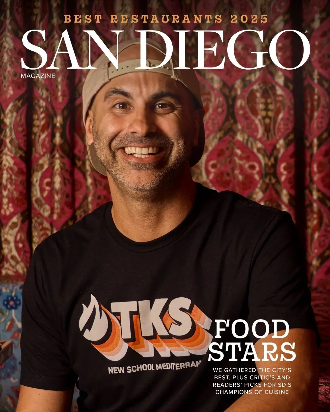 San Diego Magazine's 2025 Best Restaurants Edition cover shoot featuring Wally Sadat of The Kebab Shop