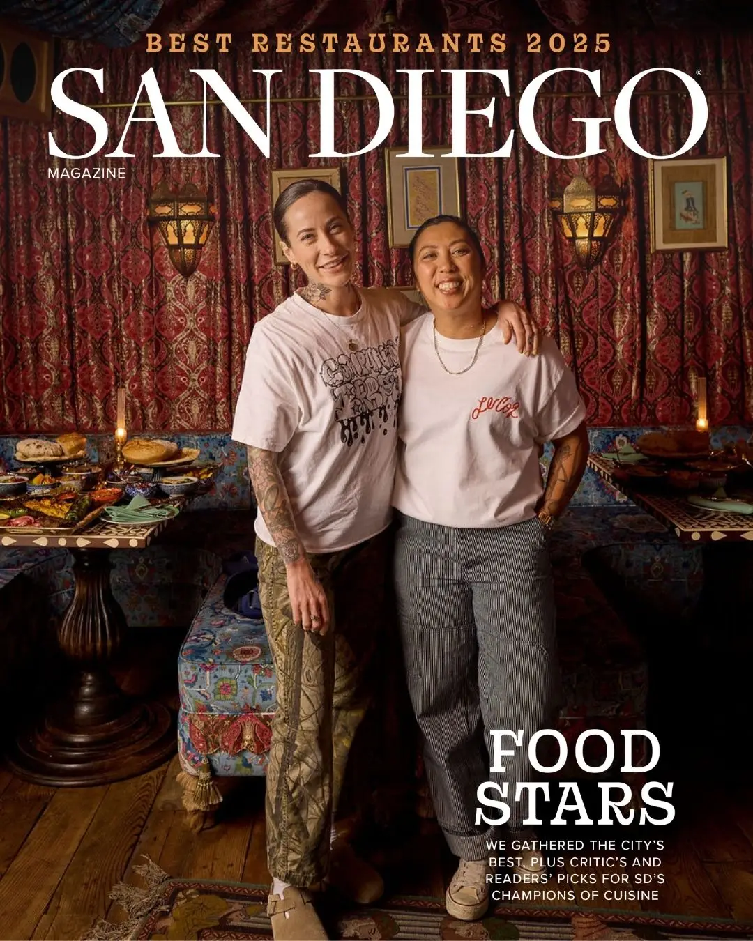 San Diego Magazine's 2025 Best Restaurants Edition cover shoot featuring Sienna Walters of Companion Bread & Tara Monsod of Animae/Le Coq