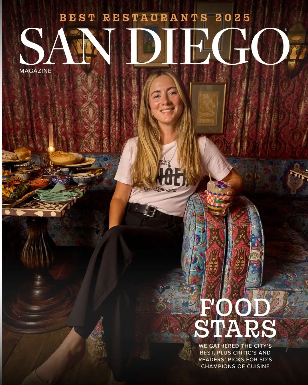 San Diego Magazine's 2025 Best Restaurants Edition cover shoot featuring Kate Garrett of Feeding San Diego