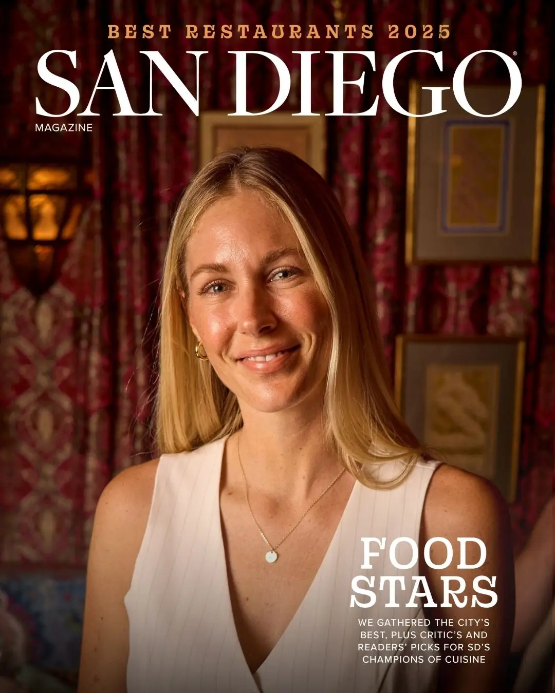 San Diego Magazine's 2025 Best Restaurants Edition cover shoot featuring Suzanna Beltz of Oddish Wine
